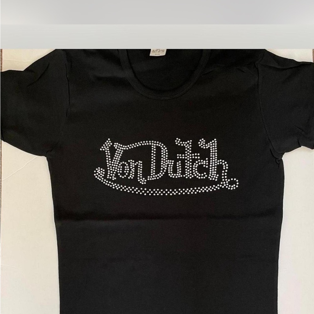 NWOT Von Dutch rhinestones logo tee.